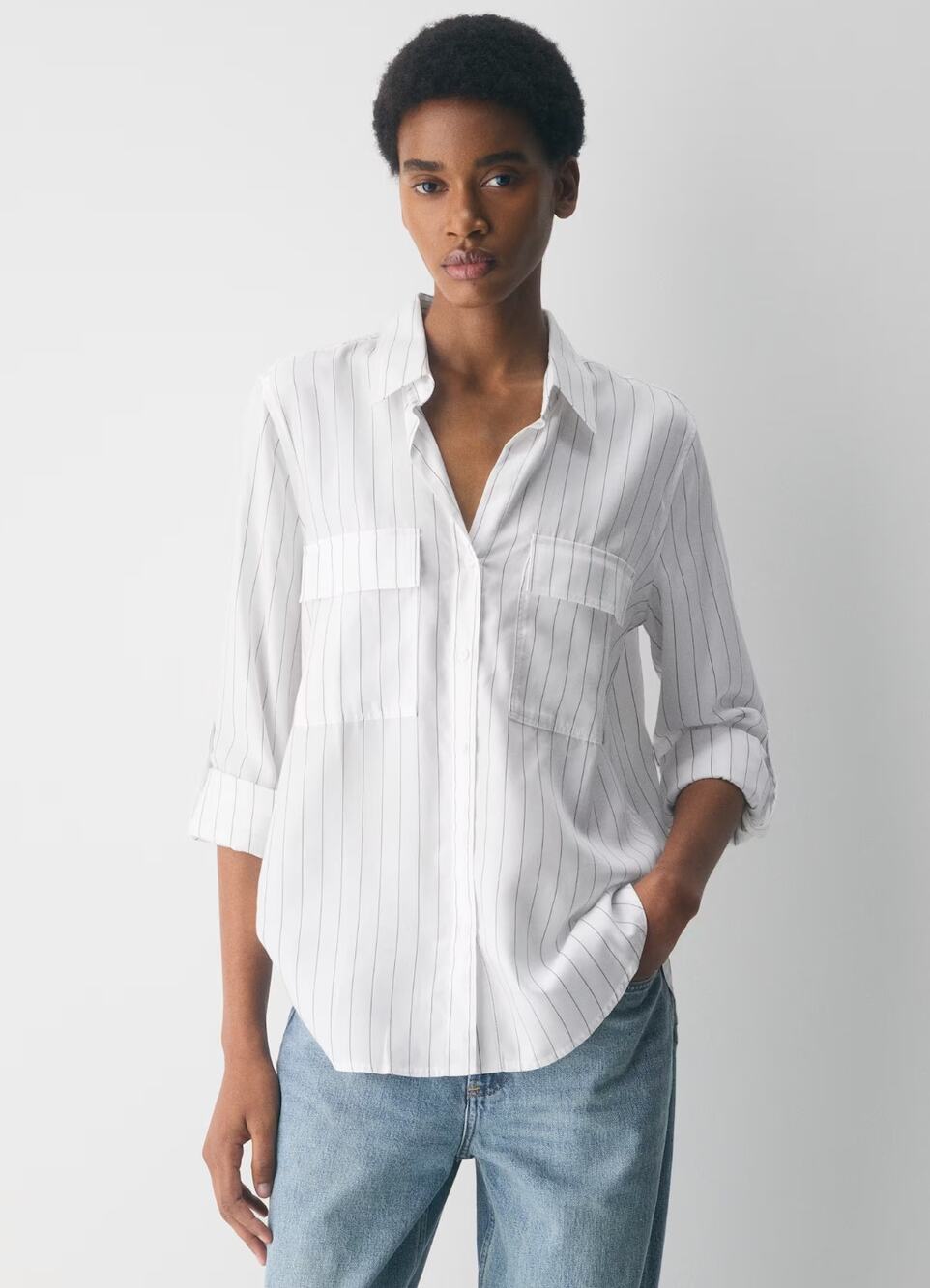 BABATON Utility Shirt in White Stripe Size XS